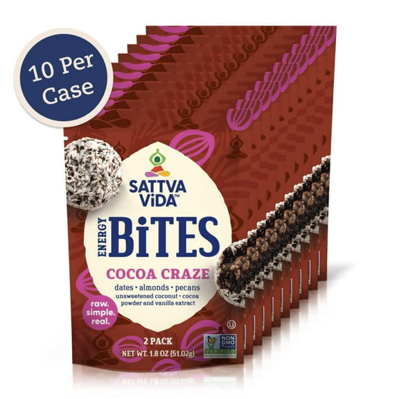 Cocoa Craze Energy Bites by SATTVA ViDA, 2pack (10 per case)