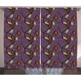 thumbnail image 1 of Cocoa Curtains 2 Panels Set, Cocoa Beans on Tree Branch with Leaf Woodland Seeds Forest Vibrant Exotic, Window Drapes for Living Room Bedroom, 108W X 96L Inches, Chocolate Violet Green, by Ambesonne, 1 of 3