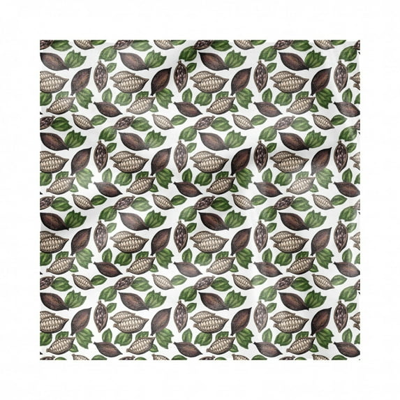 Cocoa Decorative Satin Napkins Set of 4, Hand Drawn Cocoa Beans Leaf Foliage Organic Food Tasty Fruit Design, Square Fabric Party & Dinner Napkin, 18", Seal Brown Eggshell, by Ambesonne