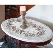 Cocoa Earth Tone and White Jacquard Table Runner (14" x 26", 16" x 35"/44"/53", 14" x 70")