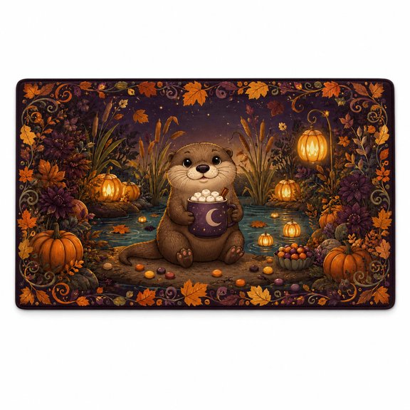 Cocoa Otter Moonless Garden Rectangle Rug for Reading Nook Halloween