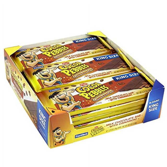 Cocoa PEBBLES Milk Chocolate Cinnamon King Size Candy Bars, 18 Count