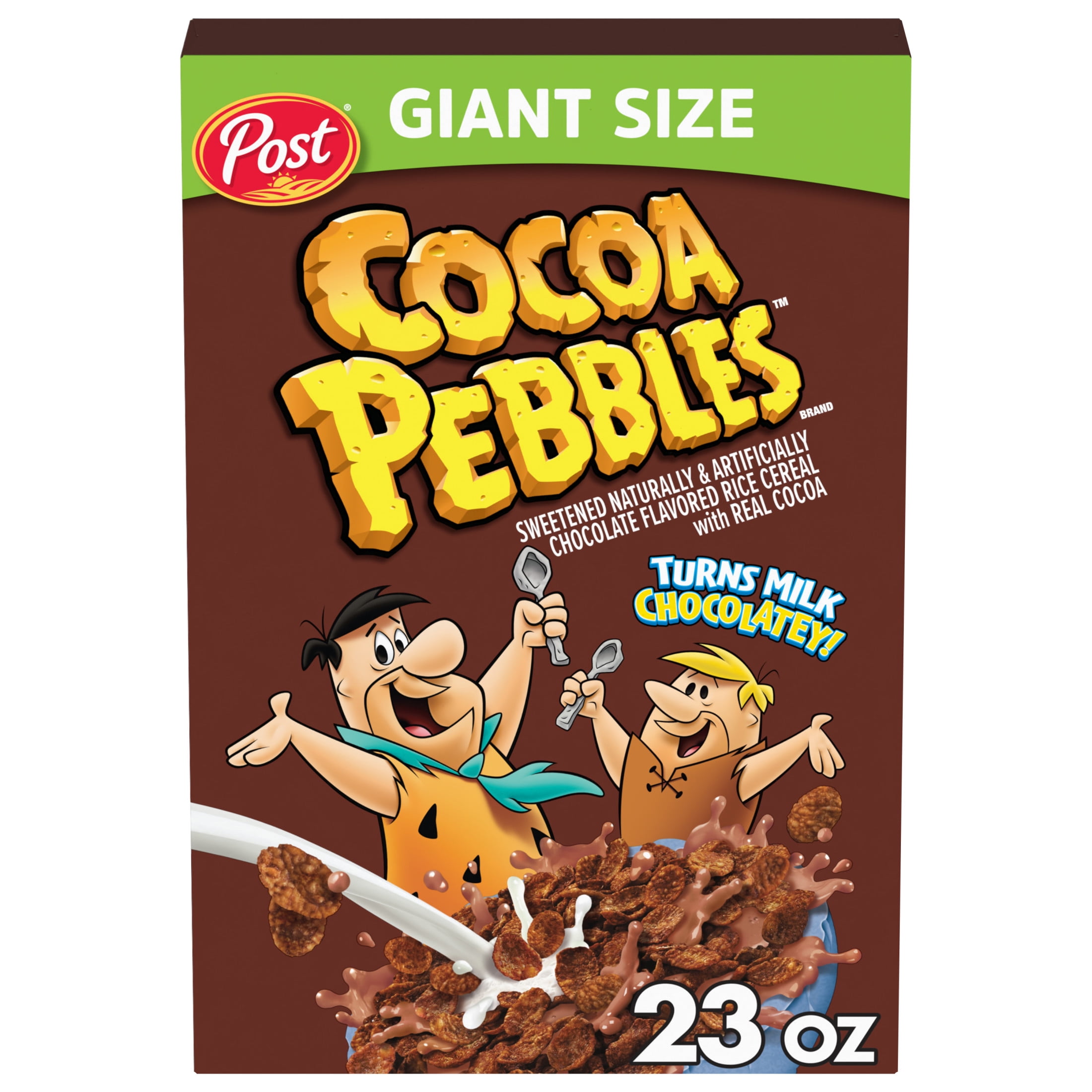 Post Cocoa PEBBLES Cereal, Chocolatey Kids Breakfast Cereal, Gluten Free Rice Cereal, 23 oz Box