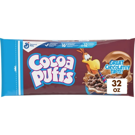 Cocoa Puffs, Chocolatey Breakfast Cereal, 32 oz Resealable Bag