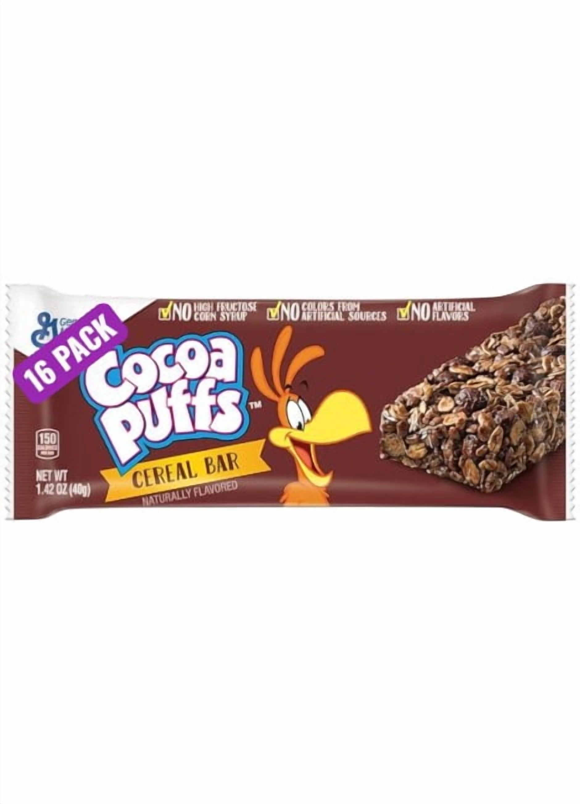 Cocoa Puffs Cereal Bars Single Serve Pouch 1.42 OZ, Pack of 16, Bundled By Shoppyway, Whole Grain