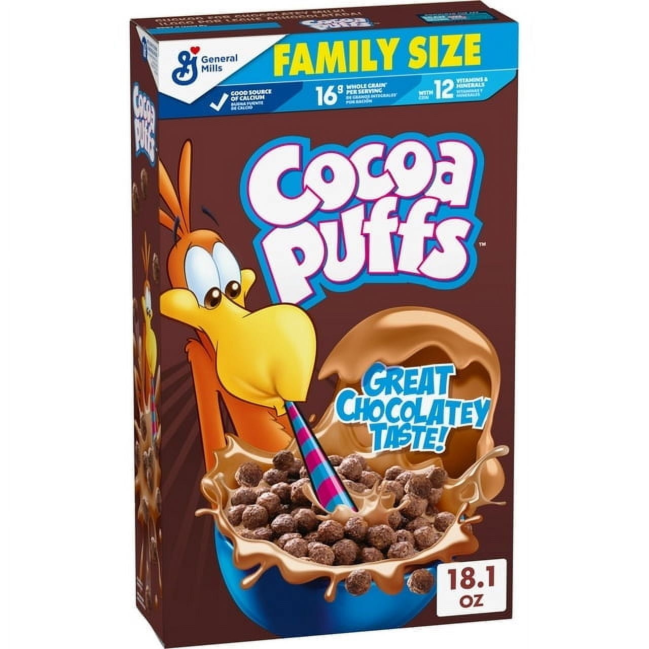 Cocoa Puffs, Chocolate Breakfast Cereal with Whole Grains, 18.1 oz (Pack of 3).