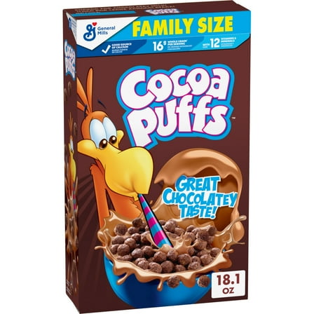 Cocoa Puffs, Chocolate Breakfast Cereal with Whole Grains, Family Size, 18.1 oz