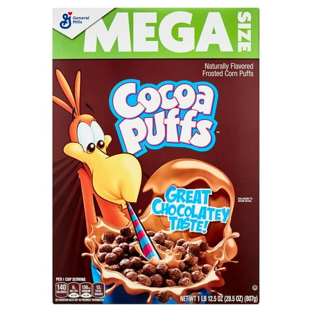 Cocoa Puffs, Chocolate Breakfast Cereal with Whole Grains Brand, Mega Size, 28.5 oz