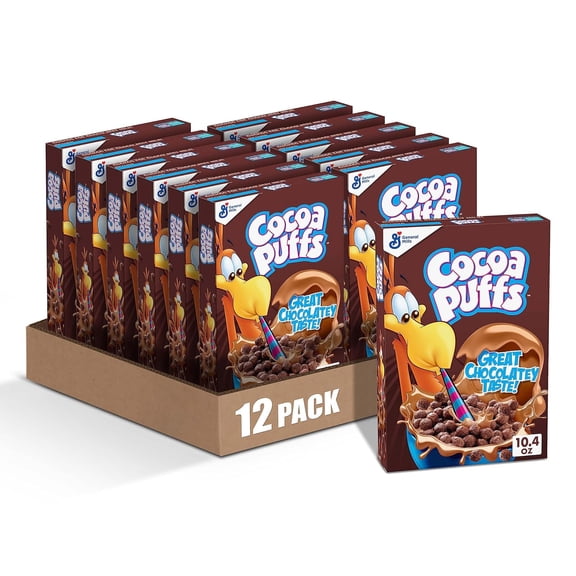 Cocoa Puffs Chocolate Cereal, 10.4 oz Boxes, 12 Count Bulk Case