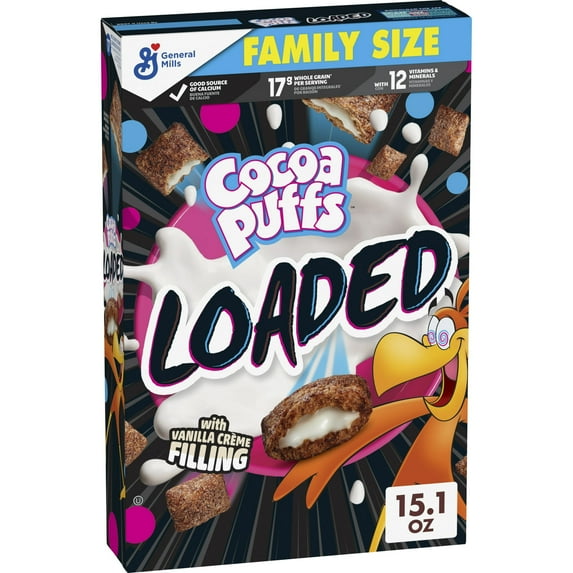 Cocoa Puffs Loaded Cereal, Made with Whole Grain, Family Size, 15.1 oz