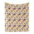 thumbnail image 1 of Cocoa Soft Flannel Fleece Throw Blanket, Beans in Different Colors Watercolor Style Pastel Shades Row Taste Fruits, Cozy Plush for Indoor and Outdoor Use, 50" x 70", Plum Yellow Orange, by Ambesonne, 1 of 6