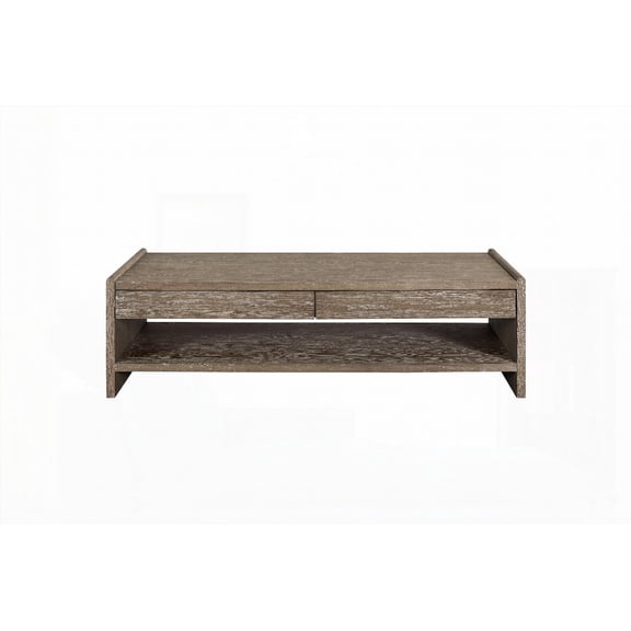 Cocoa Wood 2 Drawer Cocktail Table Boasting Soft Touch Self Closing Drawer Guides and Spacious Storage