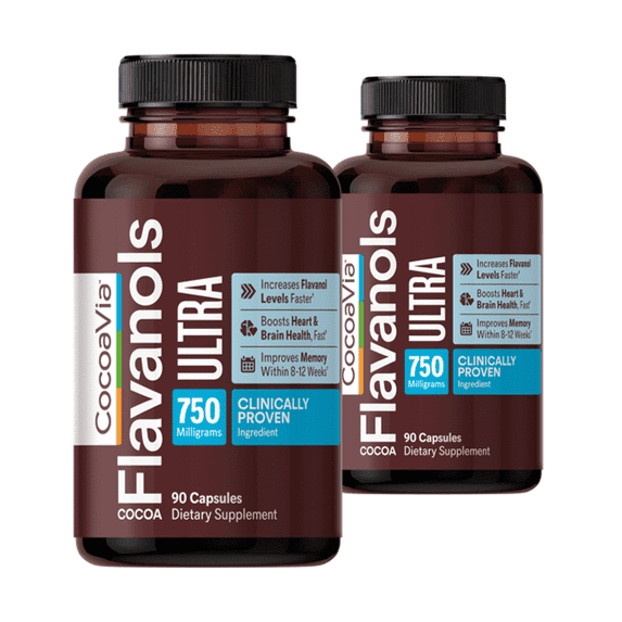CocoaVia Ultra 750mg Cocoa Flavanols, Heart, Memory & Brain Support Supplement, 60-Day Supply (180 Count)