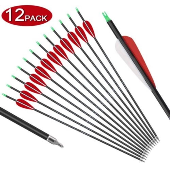 Cocobaby 12/24Pcs 30" Archery Carbon Arrows Spine 500 For Compound Recurve Bow Hunting