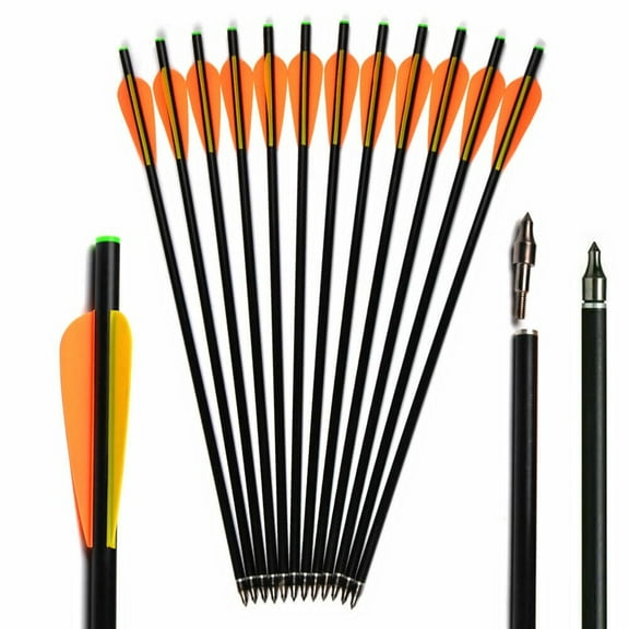 Cocobaby 12pcs 20" Crossbow Bolts Fiberglass Archery Arrows Flat Nocks OD8mm for Hunting