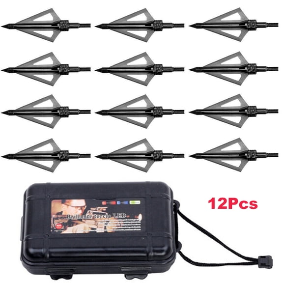 Cocobaby 12pcs Hunting Broadheads 100 Grain 3 Blade Broad Arrow Heads Arrows Screw Tips