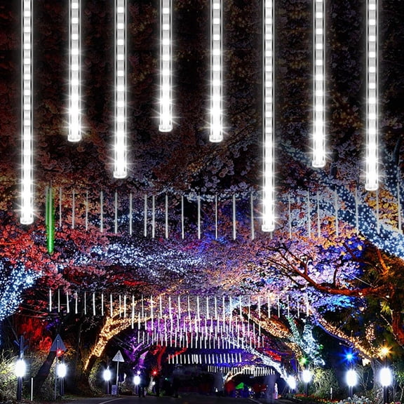 Cocobaby 192 LED Meteor Shower Lights Fairy String Garden Xmas US Light Falling Rain Tree
