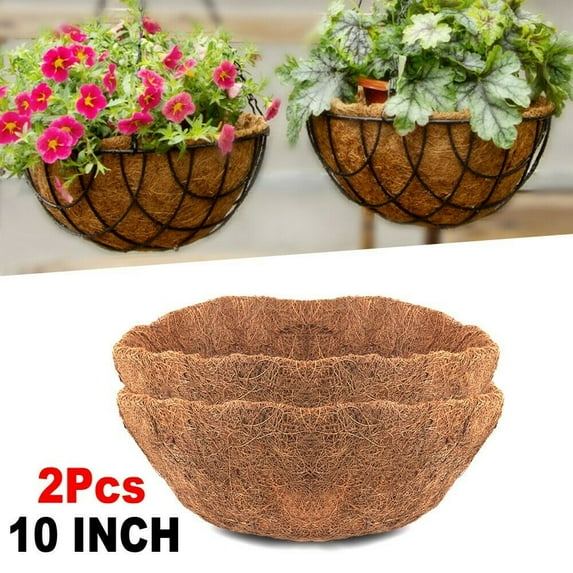 Cocobaby 2Pack 10 inch Panacea Products Round Coco Fiber Liner for Hanging Basket Planter