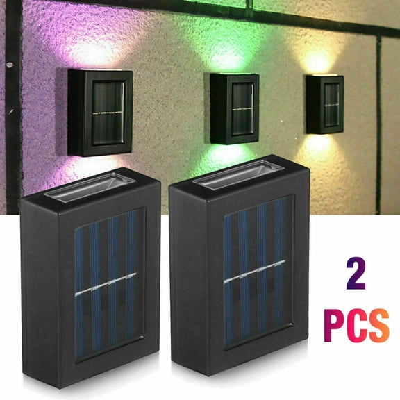 Cocobaby 2Pcs Color Change Solar 2 LED Deck Lights Garden Patio Pathway Step Fence Lamps