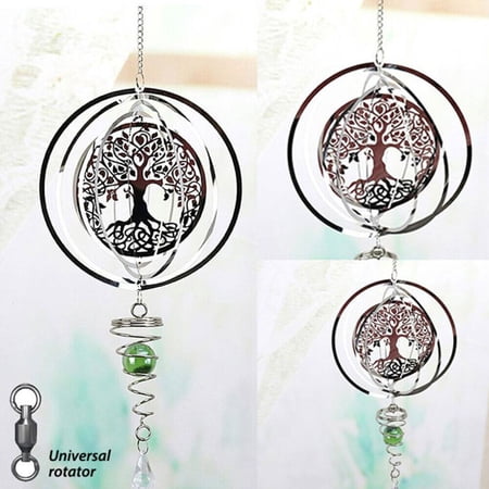 Cocobaby 3D Rotating Wind Chimes Crystal Ball +Wind Spinner Motor Tree Of Life + Rotation