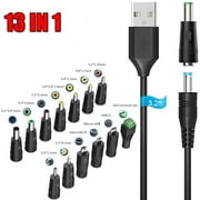 Cocobaby 5V Universal USB to DC Charging Cord 5.5x2.1mm Power Cable w/ 13pcs Adapter