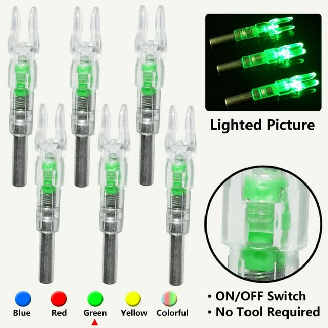 Archery Arrow Lights 6/12 Pc Automatic LED Lighted Nocks For Archery Arrows - 6.2mm Diameter, Bow Hunting 6.2mm Lighted Nocks - Foto 8
