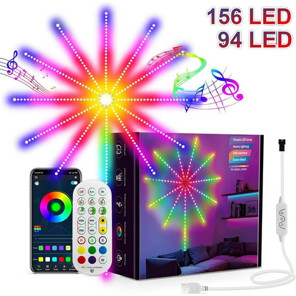 Cocobaby LED Firework Strip Lights USB Dream Color RGB Smart Music Sync APP Remote Contro