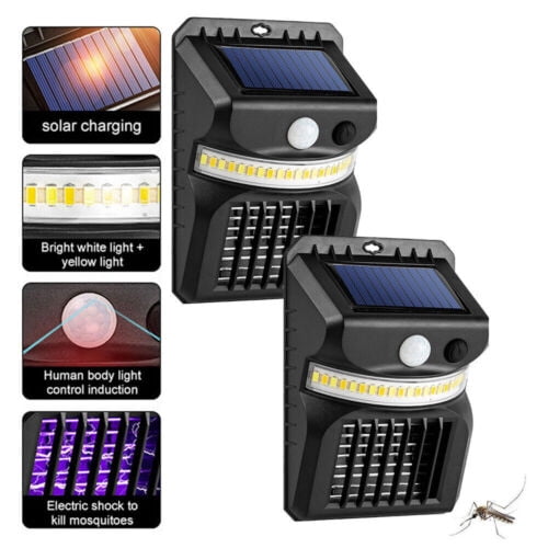 Cocobaby Outdoor Solar Powered LED Mosquito Lamp Fly Bug Insect Zapper Killer Trap Light