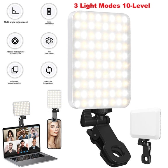 Cocobaby Selfie Phone Light 80 LED 2000mAh Rechargeable Clip On Light for Phone Laptop US