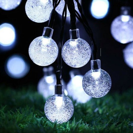 Cocobaby Solar 30 LED String Light Crystal Ball Garden Yard Decor Lamp Outdoor Waterproof-white