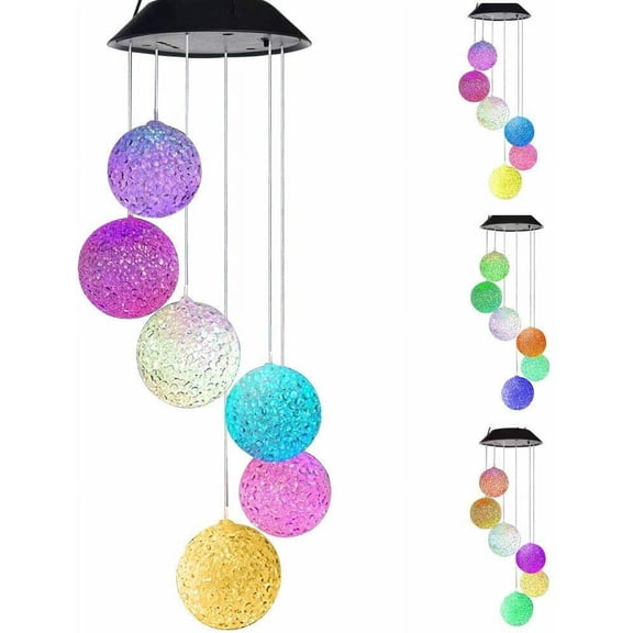 Cocobaby Solar Color Changing LED Ball Wind Chimes Home Garden Yard Decor Light Lamp