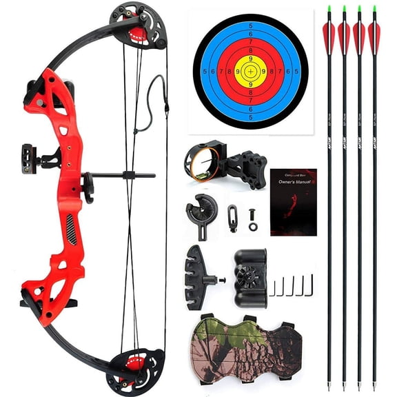 Cocobaby Teens Compound Right Hand Bow Kit W/30"Archery Arrow Target Hunting Set 15-29lbs