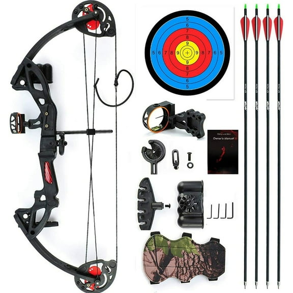 Cocobaby Teens Compound Right Hand Bow Kit W/30"Archery Arrow Target Hunting Set 15-29lbs