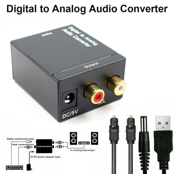 Cocobaby With Fiber Cable Digital Optical Coax to Analog RCA L/R Audio Converter Adapter