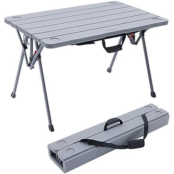 Cococabana X Camphor Portable Folding Table with Adjustable Shoulder Strap for Camping, Tailgating, Picnic, RV - Roll Up Design, Quick Setup, Compact Size, Heavy-Duty, Scratch & Stain Resistant
