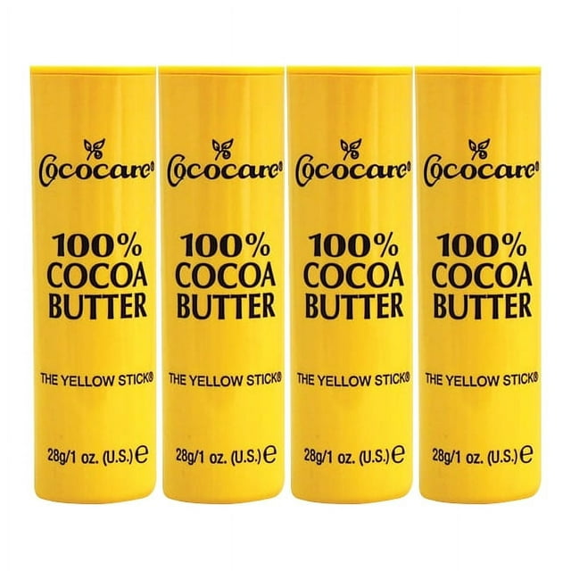 Cococare Raw Natural Cocoa Butter Stick, 1 Ounce, 4 Pack