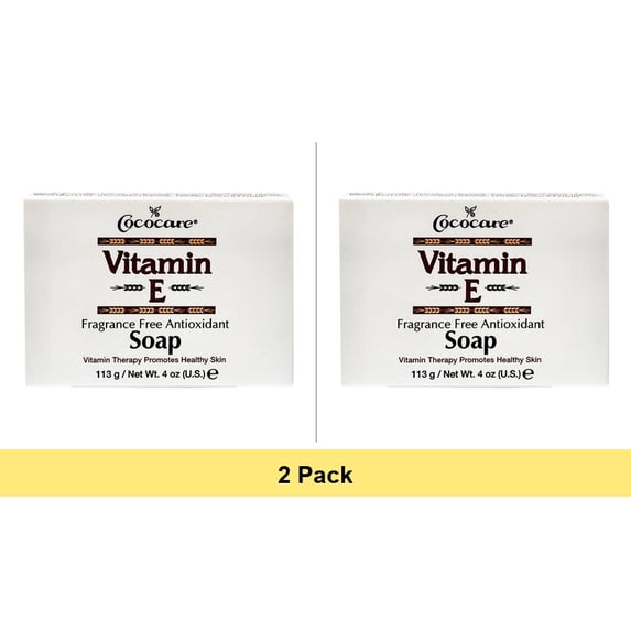 Cococare Vitamin E Bar Soap, Fragrance Free Antioxidant, 4 oz - 2 Pack