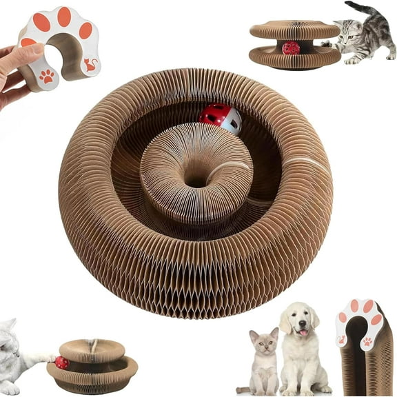 Cocogato Cat Board, CocoGato Rascador Flexible, Foldable Cats Scratch Board Toys with Bell, Reversible Organ Cats Scratching Toy for Small Cat and Dog (1 pcs)