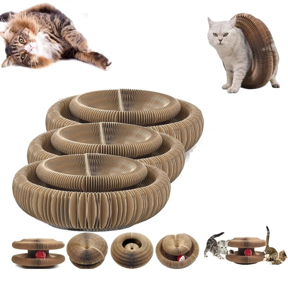 Cocogato Rascador Flexible,Triggers Natural Hunting,Magic Organ Cat Scratcher with Playing Ball, Flexible Foldable Interactive Cat Scratcher for Claw Grinding, Reduces Anxiety,Physical Exercise