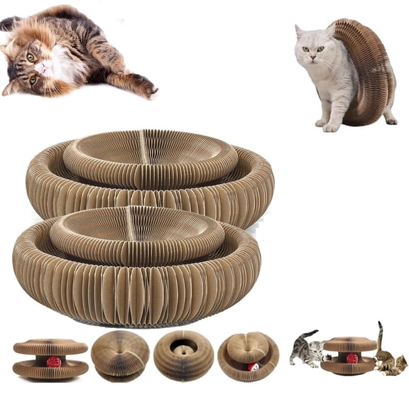Cocogato Rascador Flexible,Triggers Natural Hunting,Magic Organ Cat Scratcher with Playing Ball, Flexible Foldable Interactive Cat Scratcher for Claw Grinding, Reduces Anxiety,Physical Exercise