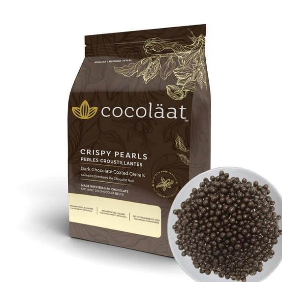 Cocoläat Crispy Pearls Decor | Dark Chocolate| Biscuit Cereal Coated With Chocolate | 100% Real Chocolate | Resealable Stand Up Pouch - 12 oz