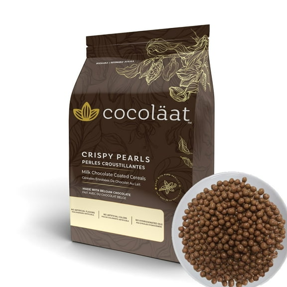 Cocoläat Crispy Pearls Decor | Milk Chocolate | Biscuit Cereal Coated With Chocolate | Resealable Stand Up Pouch - 2 lb