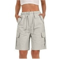 thumbnail image 1 of Chiccall Cargo Shorts for Women 2025 Summer Casual Outdoor Hiking Workout Bermuda Shorts Elastic Waist Drawstring Multi-Pocket Shorts, 1 of 7