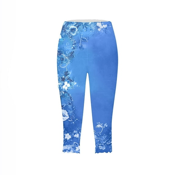 Chiccall Graphic Capri Pants for Women 2025 Summer Cropped High Waist Yoga Pants Soft Stretchy Leggings Casual Workout Gym Pants with Pockets
