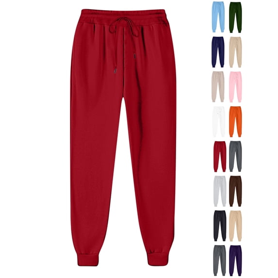 Chiccall Women's Sweatpants Fleece Casual Workout Gym Pants with Drawstring Elastic Waist Baggy Lounge Joggers with Elastic Bottom No Pockets