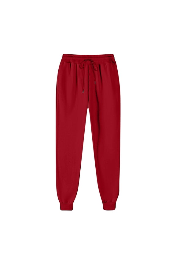 Women's Sweatpants Fleece Casual Workout Gym Pants with Drawstring Elastic Waist Baggy Lounge Joggers with Elastic Bottom No Pockets