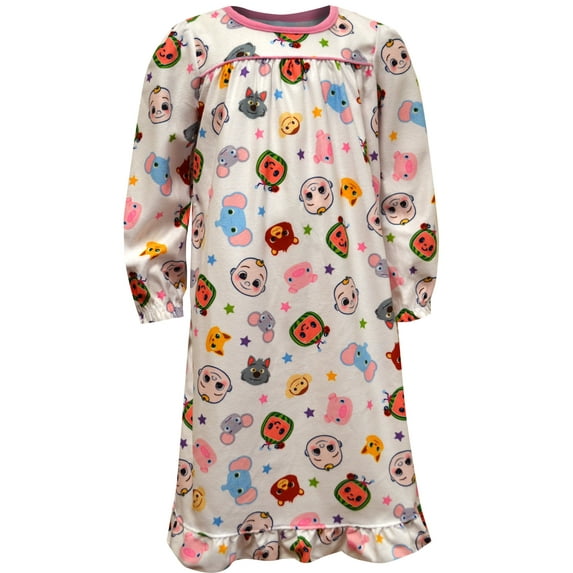 Komar Kids Girls Cocomelon Animal Faces Toddler Girls Traditional Flannel Nightgown (4T)