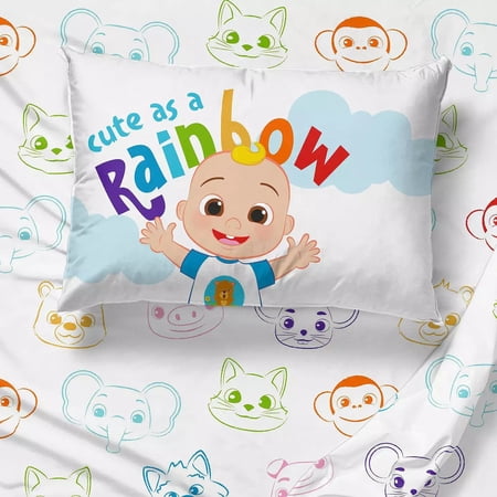 Cocomelon Animals Kids Full Microfiber Sheet Set, Rainbow Color Bed Sheets