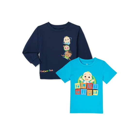 Cocomelon Baby Boy & Toddler Boy Fleece Sweatshirt & T-Shirt, 2-Pack, 12M-5T