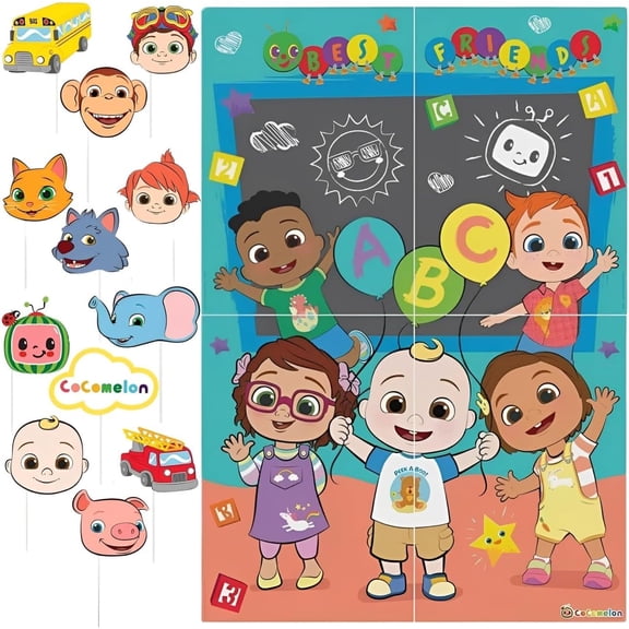 Amscan Cocomelon Scene Setters with Photo Props - 27.8" x 40" | Assorted Design | 1 Set of 16 Pcs
